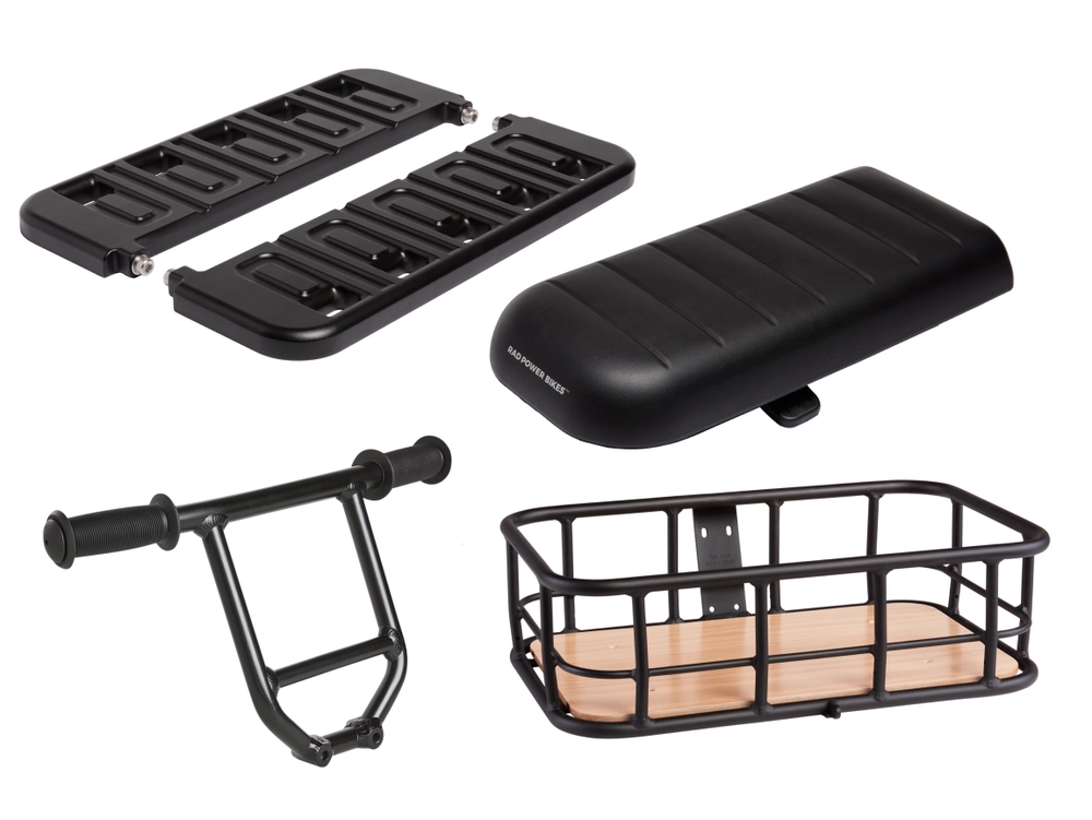 Passenger seats, handlebars and a basket for a RadWagon 5
